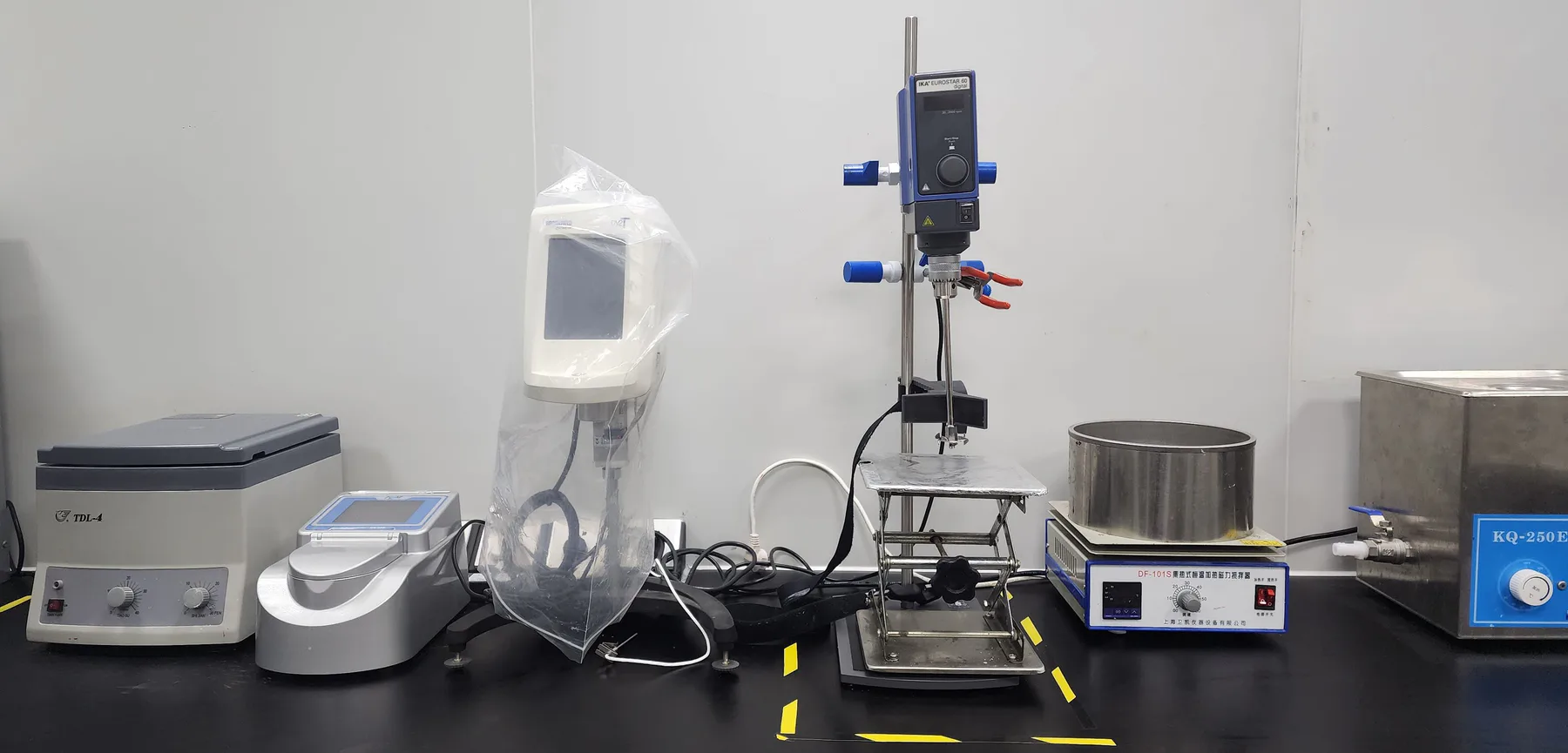 GreenZn formulation laboratory bench with mixing and preparation equipment